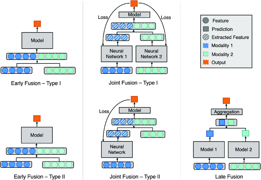Figure 3: Fusion strategies using deep learning.