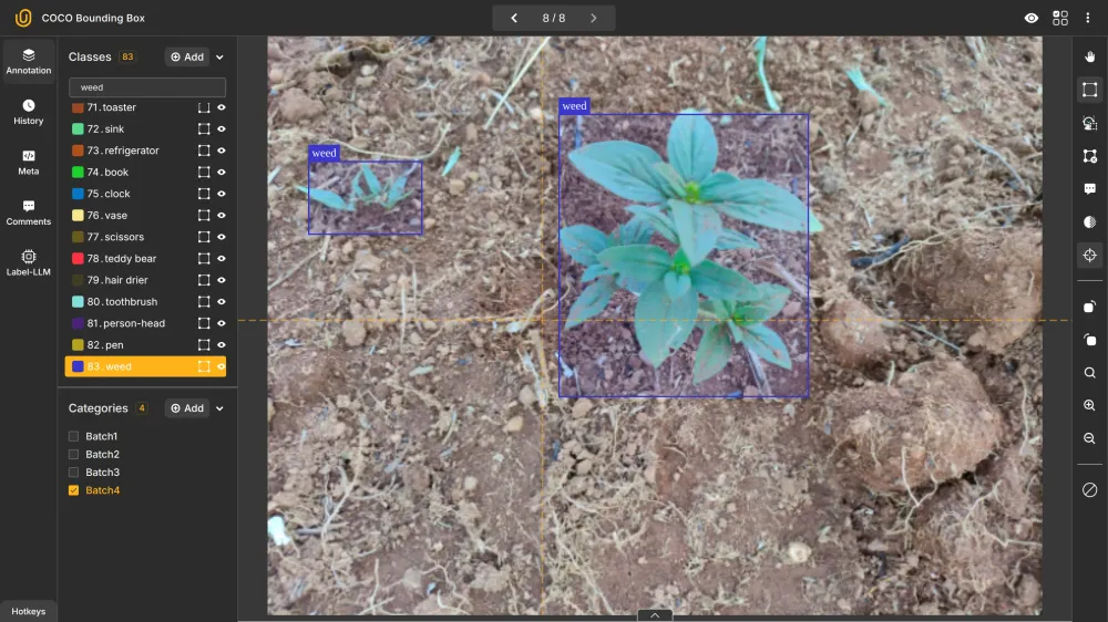 Figure 1: Weed detection dataset creation with Unitlab Annotate.