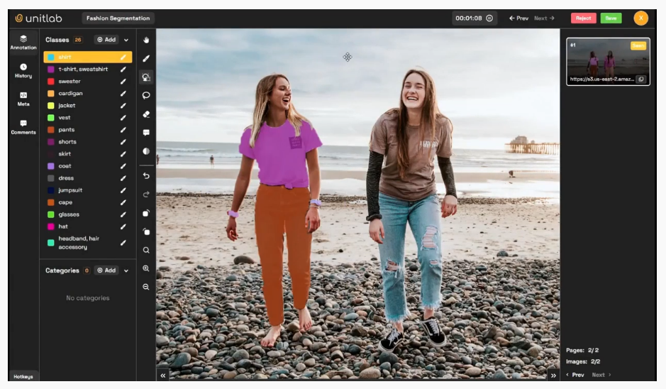 Figure 8: Unitlab data annotation UI.