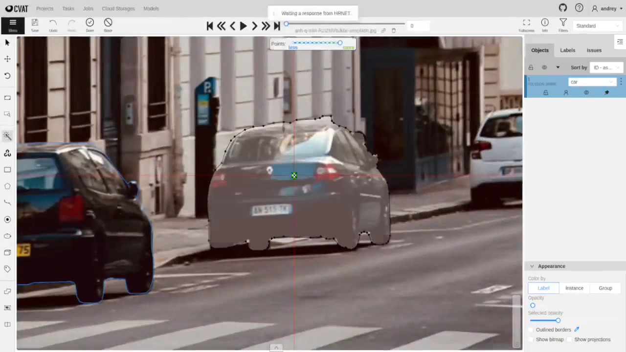 Figure 9: CVAT data annotation UI.
