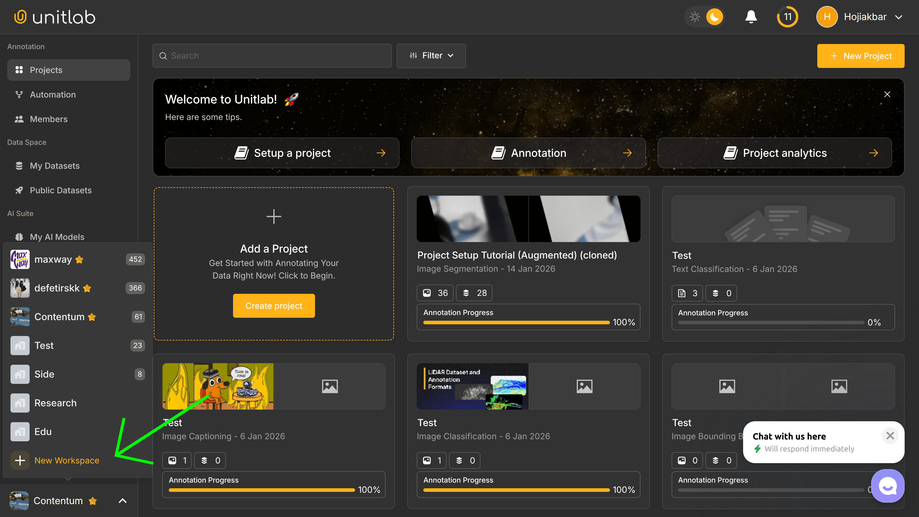 Create Workspace | Unitlab AI