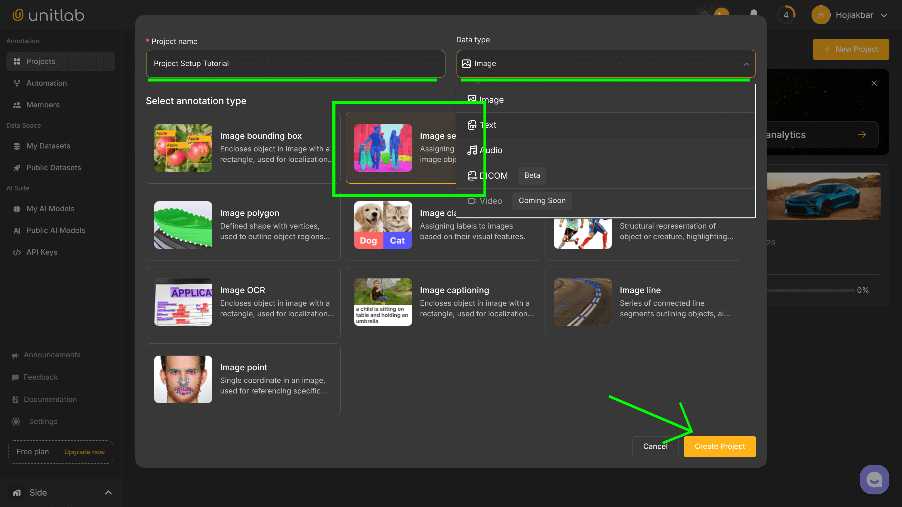 Project Creation | Unitlab Annotate