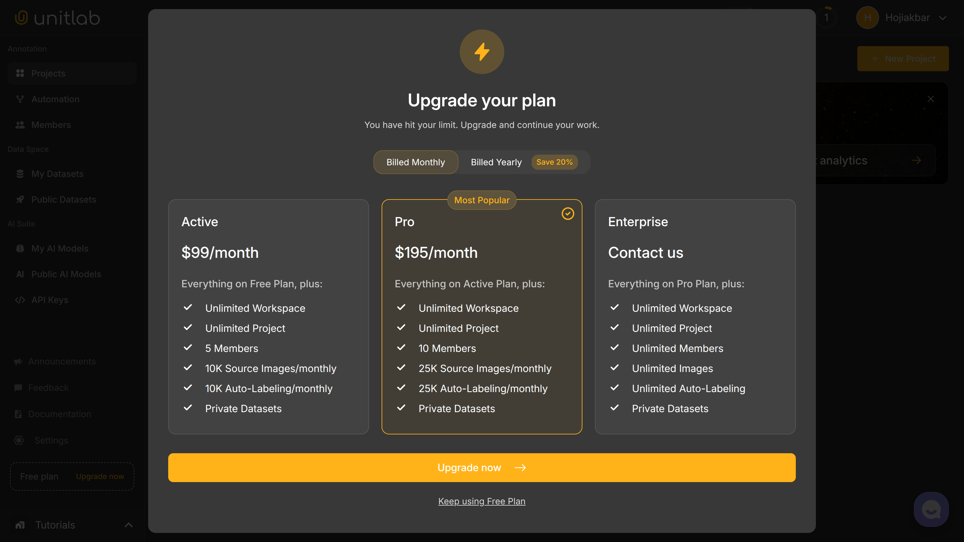 Choose Workspace Pricing | Unitlab AI