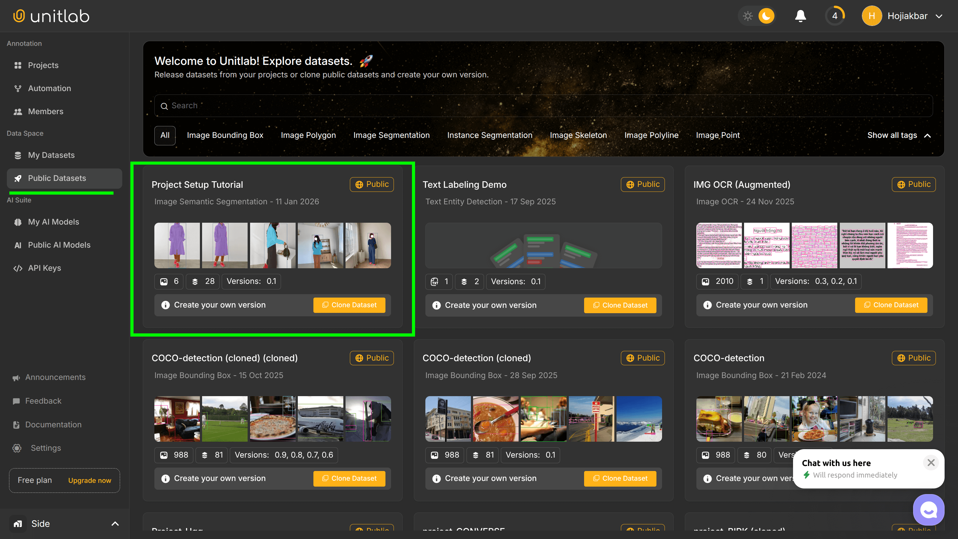 Dataset Dashboard | Unitlab Annotate