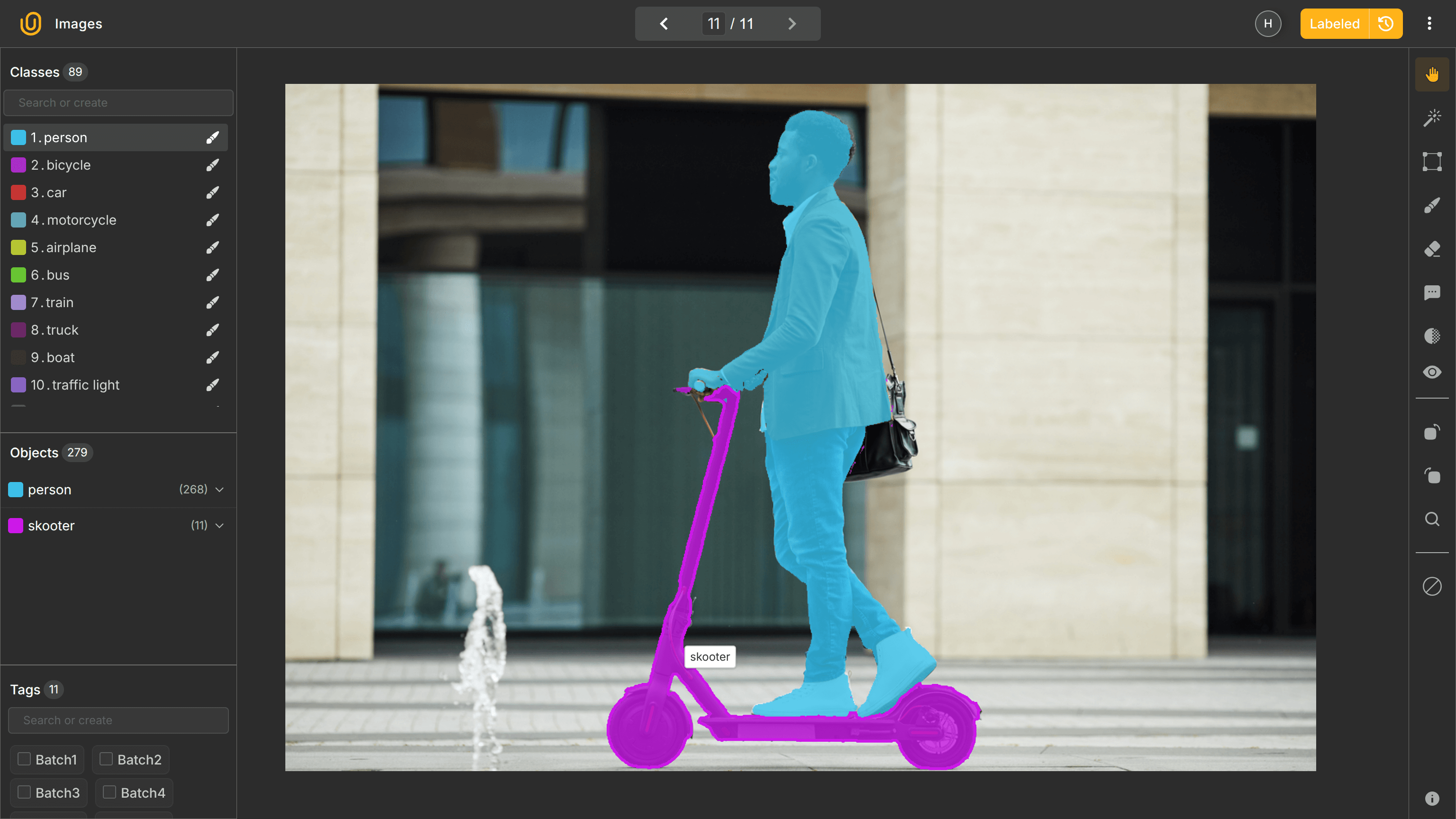 Semantic Annotation for a man riding a scooter | Unitlab AI